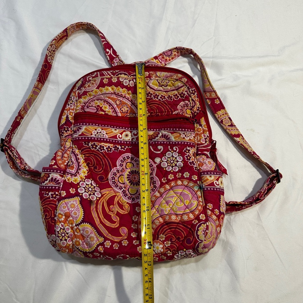 Vera Bradley Red Paisley Quilted Backpack Purse Crossbody Bag - Picture 11 of 14
